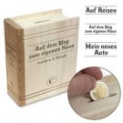 Spardose - Buch aus Holz