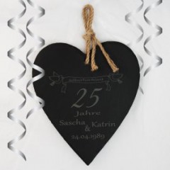 Schieferherz zur Silberhochzeit mit Gravur
