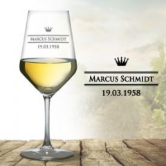 hochwertiges personalisiertes Weinglas (weiß)