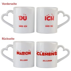 Tassen mit Herzhenkel für verliebte Pärchen